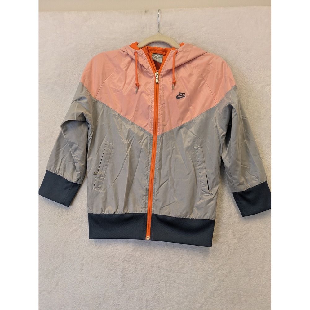 Nike Sportswear Women's Size S Colorblock Windbreaker Jacket Pink Gray Orange‎